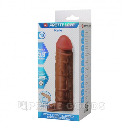 Реалистичная насадка на пенис Kaile, коричневый, 15 см  от sex shop primegoods фото 7