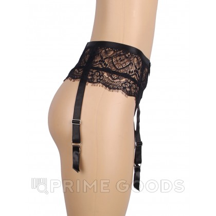 Кружевные трусики с поясом и подвязками для чулок черные Tender (XL) от sex shop primegoods фото 8