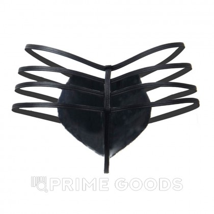 Кожаные мужские стринги Ohyeah Zipper Black, на молнии со стрепами, XL от sex shop primegoods фото 8