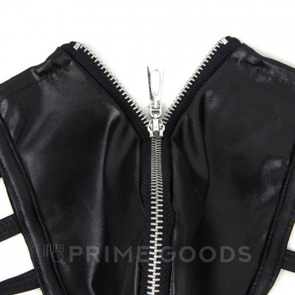 Кожаные мужские стринги Ohyeah Zipper Black, на молнии со стрепами, S от sex shop primegoods фото 4