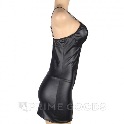 Кожаное платье с кружевом и стрепами Ohyeah Sexy Black +стринги, 3XL-4XL от sex shop primegoods фото 6