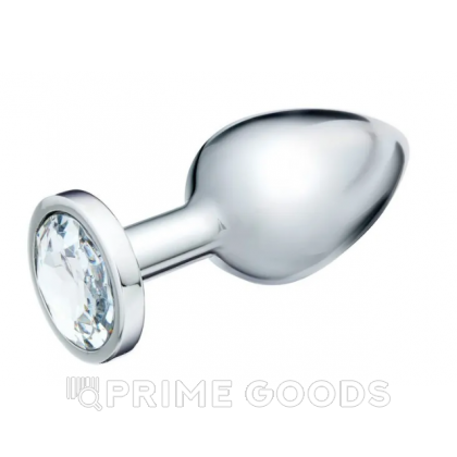 Анальная пробка серебряная с прозрачным кристаллом (34 мм.) от sex shop primegoods фото 3