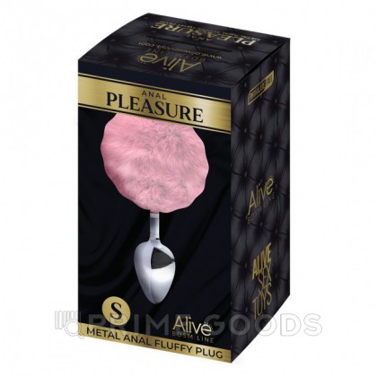 Металлическая анальная пробка с розовым хвостиком Fluffy от Alive (7*3,2 см.) от sex shop primegoods фото 4
