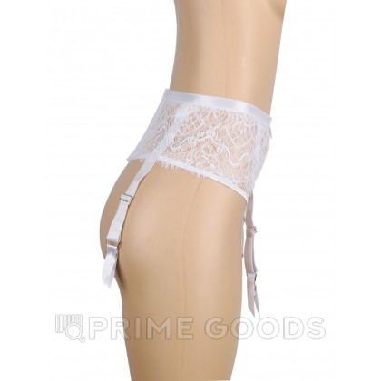 Кружевные трусики с поясом и подвязками для чулок кружевные белые Tender (XL) от sex shop primegoods фото 6