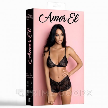 Комплект эротического белья Amor El Tina, черный, L/XL от sex shop primegoods фото 3