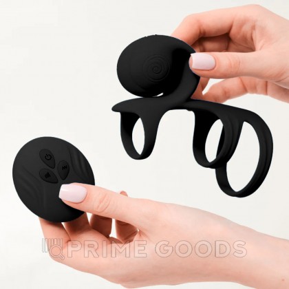Эрекционное кольцо со стимуляцией для пар SVibe Snail JOVI Arc, черное от sex shop primegoods фото 2
