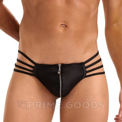 Кожаные мужские стринги Ohyeah Zipper Black, на молнии со стрепами, XL от sex shop primegoods