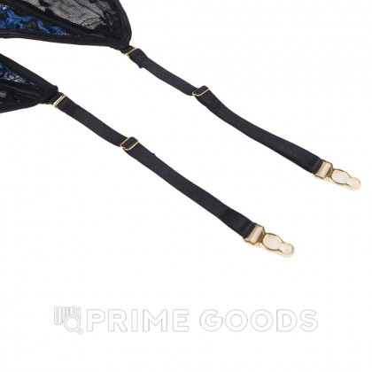 Комплект белья: корсет с подвязками и стрингами черно-синий (размер XS-S) от sex shop primegoods фото 4