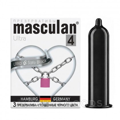 Презервативы MASCULAN 4 ULTRA & SAFE BLACK (УЛЬТРАПРОЧНЫЕ черные) 3 штуки от sex shop primegoods