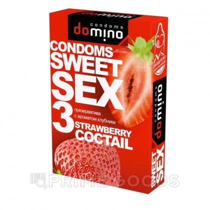 Презервативы DOMINO SWEET SEX STRAWBERRY COCTAIL 3 штуки (оральные) от sex shop primegoods фото 4