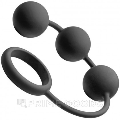 Анальные шарики Tom of Finland Silicone Cock Ring with 3 Weighted Balls от sex shop primegoods