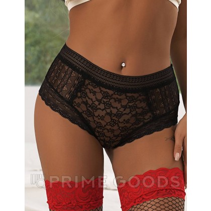 Трусики бразилиана Floral Lace черные (размер M-L) от sex shop primegoods фото 5