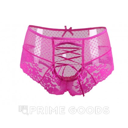 Трусики на высокой посадке Lace Strappy розовые (размер XL-2XL) от sex shop primegoods фото 6