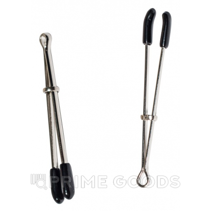 Зажимы на соски «вилки» с кисточками из замши, черный - primegoods.kz фото 3 Зажимы на соски «вилки» с кисточками из замши, черный от sex shop primegoods фото 3