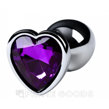 Металлический анальный плаг с кристаллом, фиолетовый от sex shop primegoods фото 7