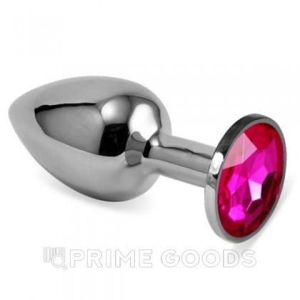 Серебряная пробка с кристаллом (фуксия) от sex shop primegoods