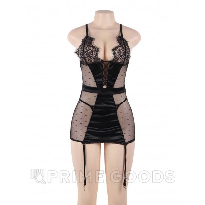 Сексуальное черное белье с подвязками и стрингами (размер XS-S) от sex shop primegoods фото 5