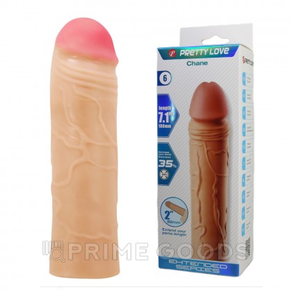 Реалистичная насадка на пенис Chane, бежевый, 18 см от sex shop primegoods фото 2