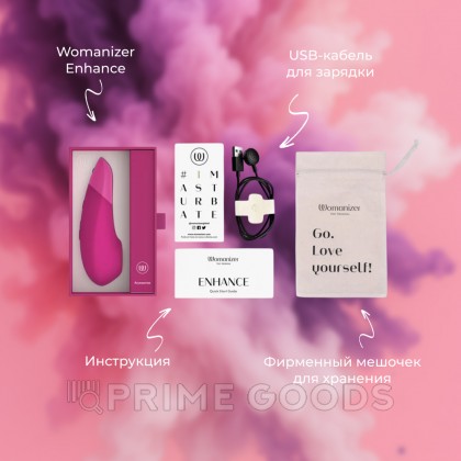 Бесконтактный клиторальный стимулятор Womanizer Enhance Vibrant Pink от sex shop primegoods фото 8