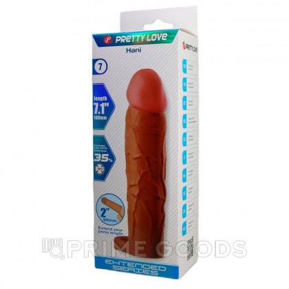 Реалистичная насадка на пенис Hani, 18 см, коричневая от sex shop primegoods фото 6