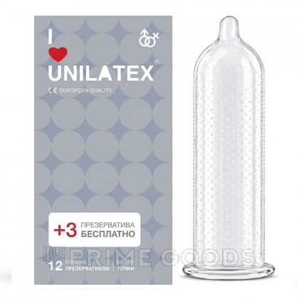 Презервативы Unilatex Dotted/точечные, 12 шт. + 3 шт. в подарок от sex shop primegoods