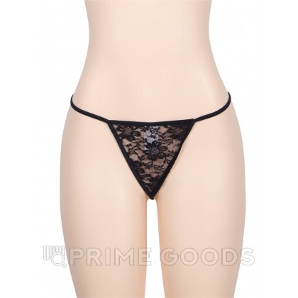 Стринги черные с кружевом (XL) от sex shop primegoods фото 3