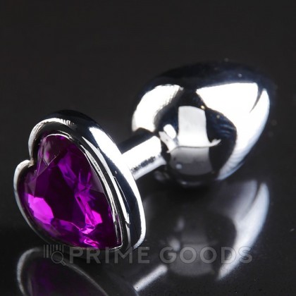 Металлический анальный плаг с кристаллом, фиолетовый от sex shop primegoods фото 5
