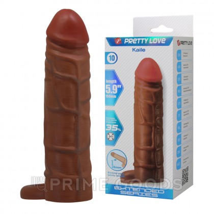 Реалистичная насадка на пенис Kaile, коричневый, 15 см  от sex shop primegoods фото 8