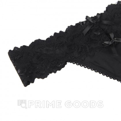 Трусики танга Sexy Floral Lace черные (размер XL-2XL) от sex shop primegoods фото 2