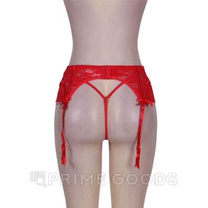 Кружевной пояс для чулок + стринги красные Sexy Lace (размер XS-S) от sex shop primegoods фото 3