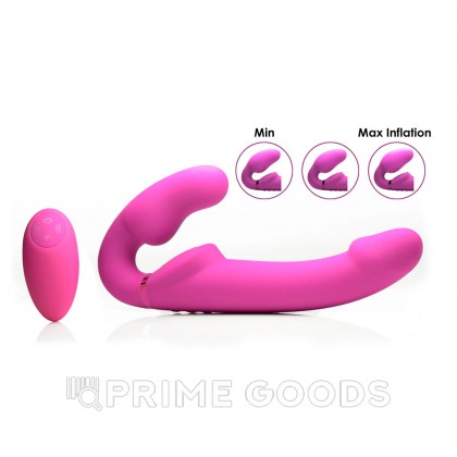 Надувной безременной страпон с вибрацией и пультом ДУ Strap U Remote Control Inflatable Ergo-Fit Strapless Strap-On, розовый, 14.6х3.8см от sex shop primegoods фото 2