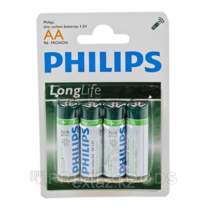 Батарейка солевая Philips АА набор 4 шт R6-4BL LONG LIFE [R6-P4/01B] от sex shop primegoods