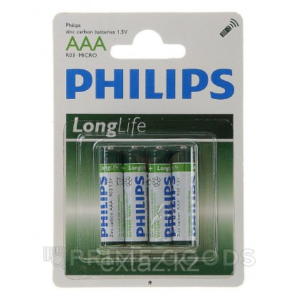 Батарейка солевая Philips ААА набор 4 шт на блистере R03-4BL LONG LIFE [R03-P4/01B] от sex shop primegoods