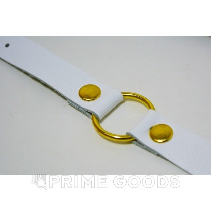 Набор из кожаных изделий белый (маска, браслет, чокер) от sex shop primegoods фото 2