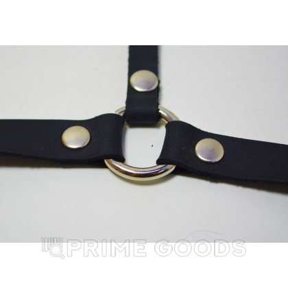 Портупея на шею и грудь кожаная, черная от sex shop primegoods фото 5