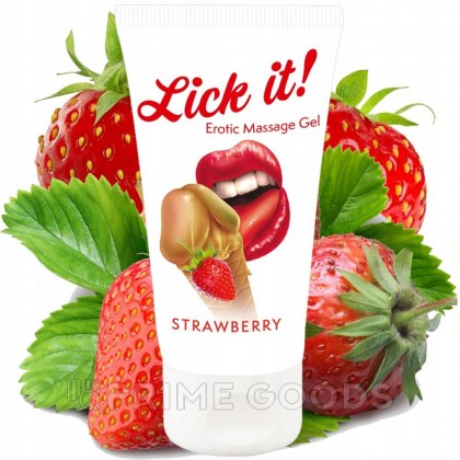 Массажный гель Lick It! с ароматом клубники, 50 мл от sex shop primegoods фото 4