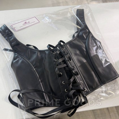 Кожаный топ-корсет Ohyeah на косточках со шнуровкой, XL от sex shop primegoods фото 2