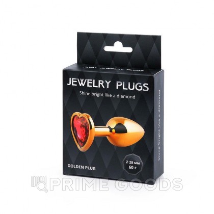 Анальная втулка (золотистый/красный; L70-D28 мм, вес-60г.) от sex shop primegoods фото 5