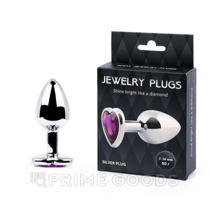 Анальная втулка (серебристый/фиолетовый, L80-D34 мм, вес-80г) от sex shop primegoods фото 2