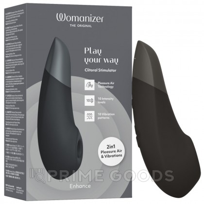 Бесконтактный клиторальный стимулятор Womanizer Enhance с вибрацией, черный от sex shop primegoods фото 6