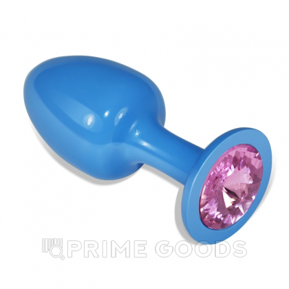 Голубая анальная пробка с розовым кристаллом от sex shop primegoods