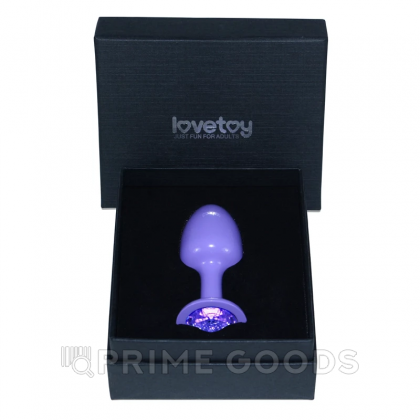Фиолетовая анальная пробка с голубым кристаллом от sex shop primegoods фото 3