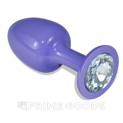 Фиолетовая анальная пробка с белым кристаллом от sex shop primegoods