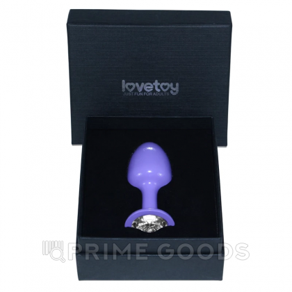 Фиолетовая анальная пробка с белым кристаллом от sex shop primegoods фото 4