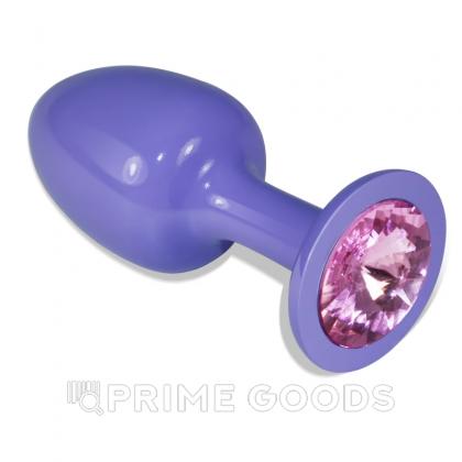 Фиолетовая анальная пробка с розовым кристаллом от sex shop primegoods