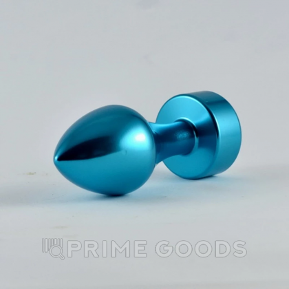Алюминиевая анальная пробка с кристаллом голубая от sex shop primegoods фото 4