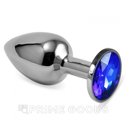 Серебряная пробка с кристаллом (синий) от sex shop primegoods