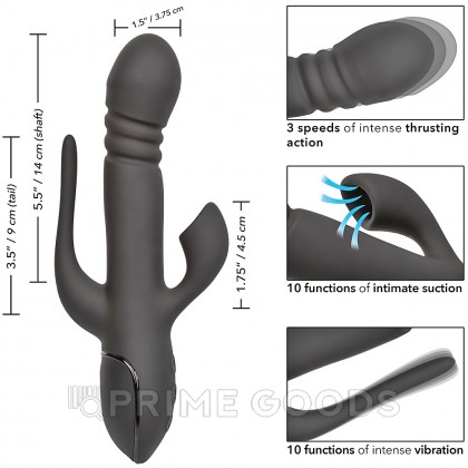 Вибромассажер тройной CalExotics III Triple Euphoria с режимом всасывания и анальной стимуляцией, 14 см x 3.75 см от sex shop primegoods фото 6