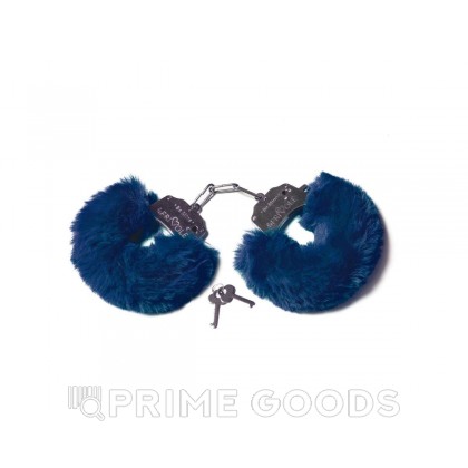 Шикарные наручники с пушистым мехом цвета тихоокеанский синий (Be Mine) от sex shop primegoods