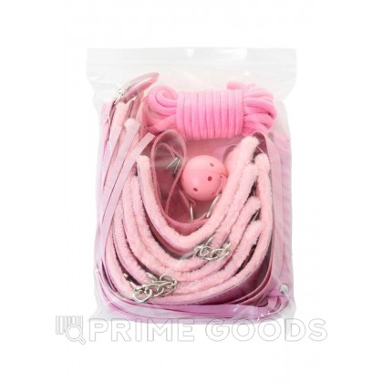 Набор для ролевых игр БДСМ Eromantica, розовый (маска, наручники, оковы, ошейник, флоггер) от sex shop primegoods фото 4